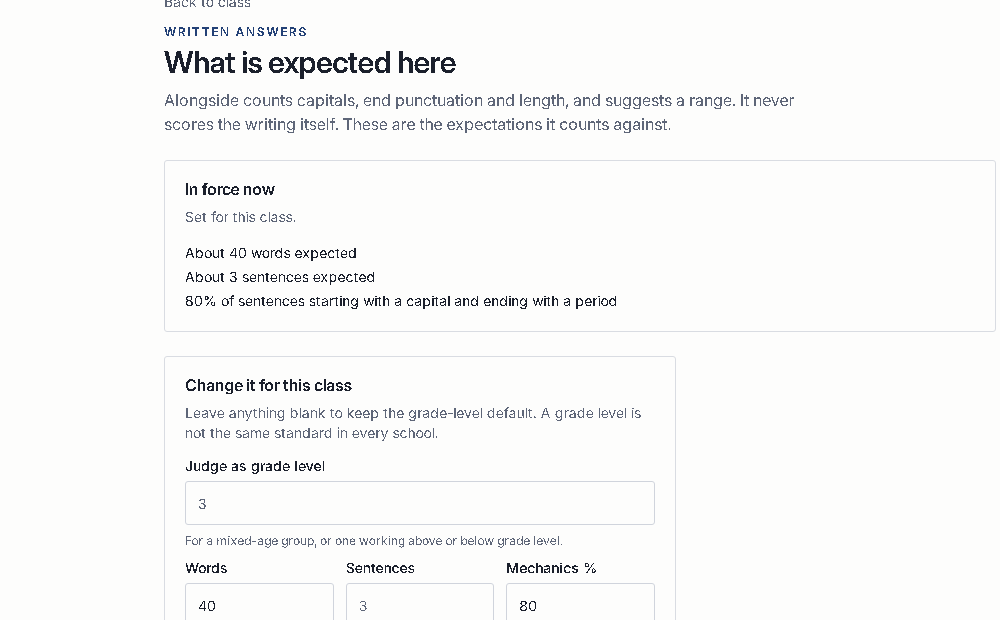 Written-answer expectations